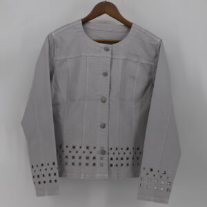 Women’s Denim Jacket with Lace Hem | Factory Direct OEM & ODM Available