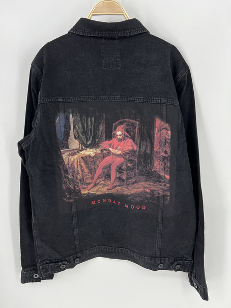 PREMIUM BOTANICAL SILVER PRINT DENIM JACKET - Image 7