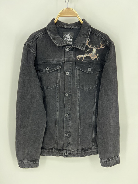 PREMIUM BOTANICAL SILVER PRINT DENIM JACKET - Image 8