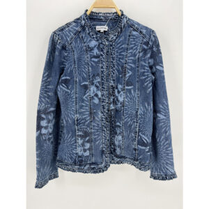 PREMIUM BOTANICAL SILVER PRINT DENIM JACKET