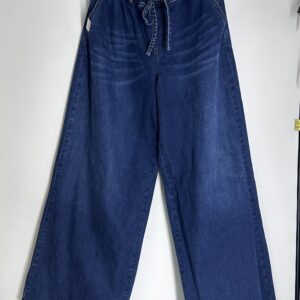 Women's Elastic Waist Drawstring Wide Leg Denim Jeans