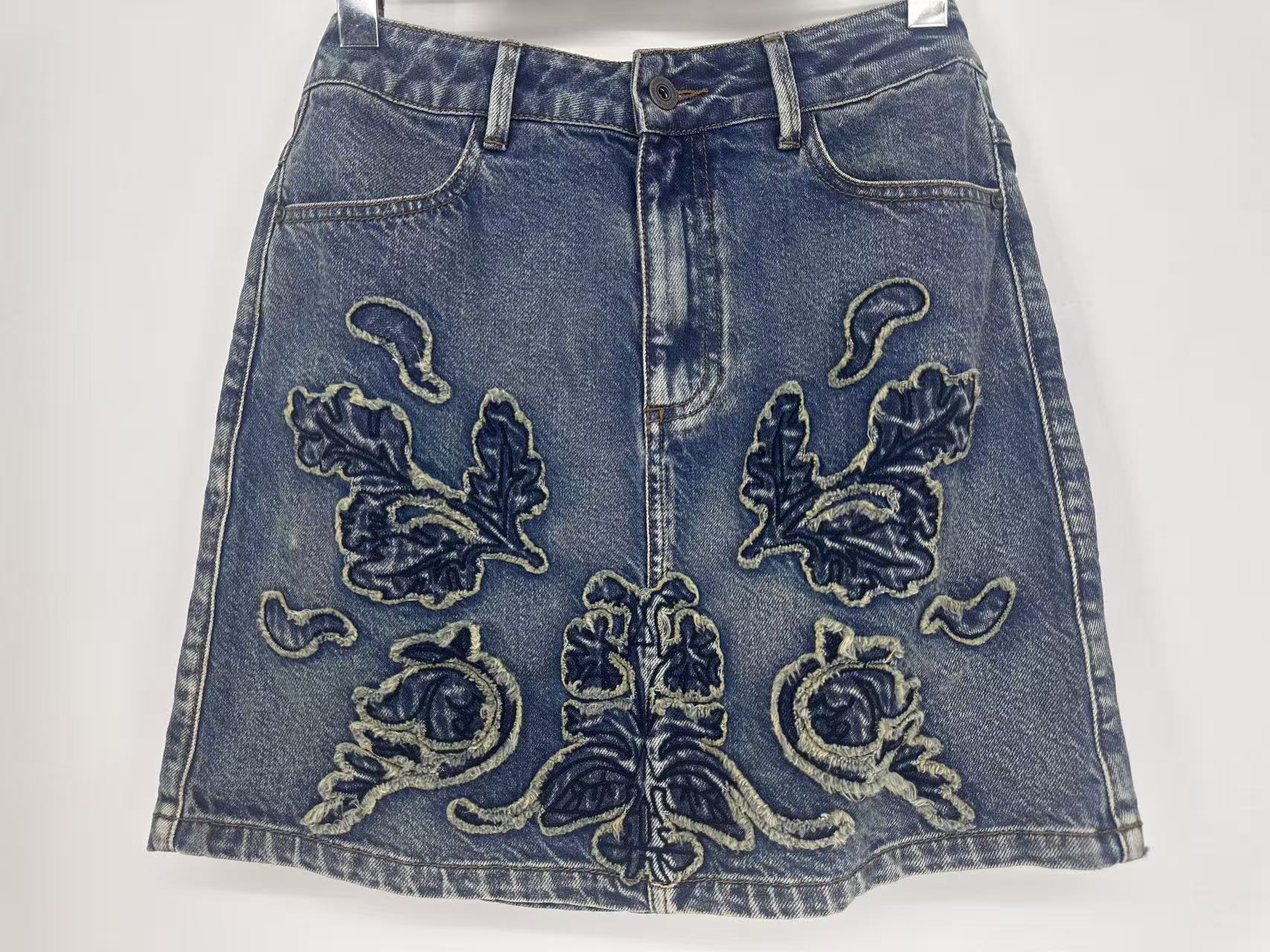 Appliqué Denim Skirt