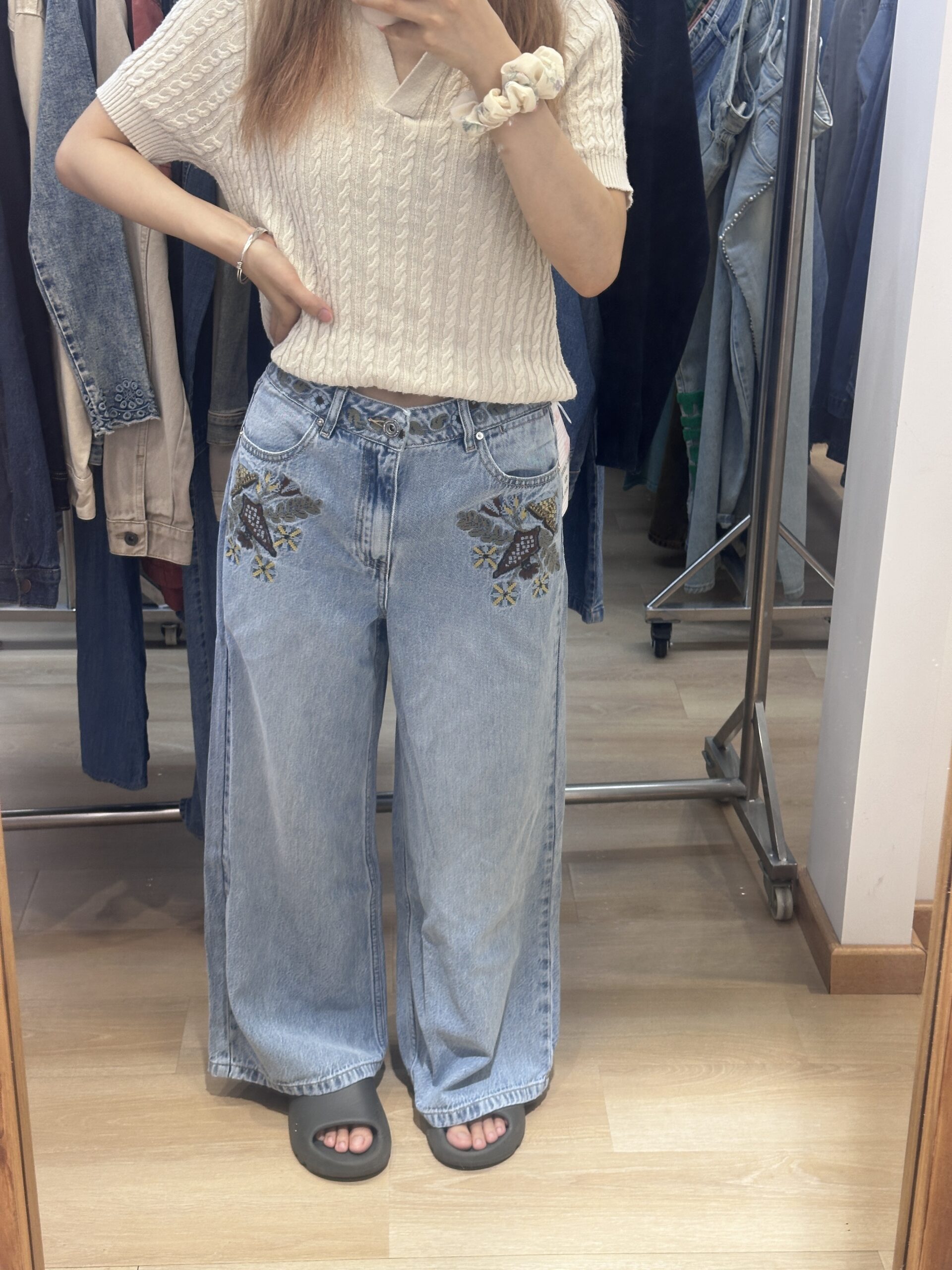 Cross-stitch women's woven jeans
